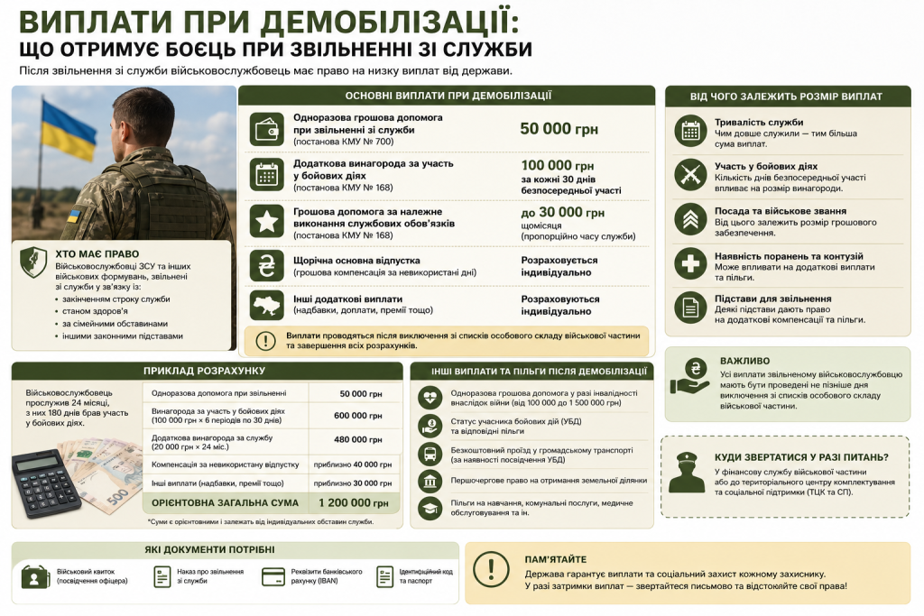 Виплати при демобілізації військовослужбовців: які компенсації можна отримати