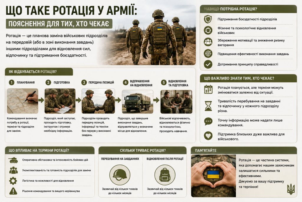 Інфографіка про порядок проведення ротації військових підрозділів у ЗСУ